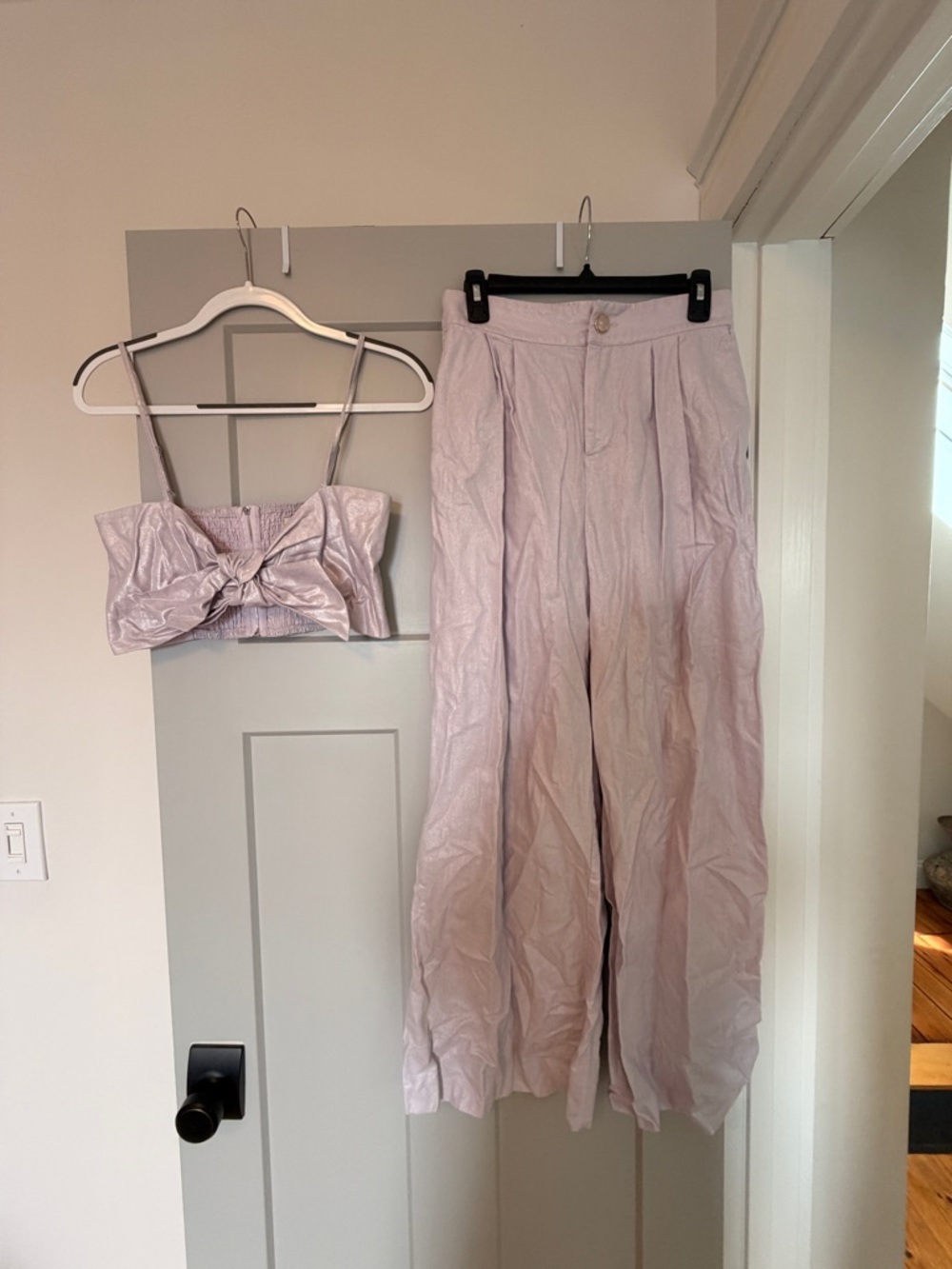 Jason Wu Lilac Wide-Leg Pants with Matching Tie-Front Crop Top